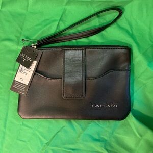 NWT black Tahari wristlet vegan leather